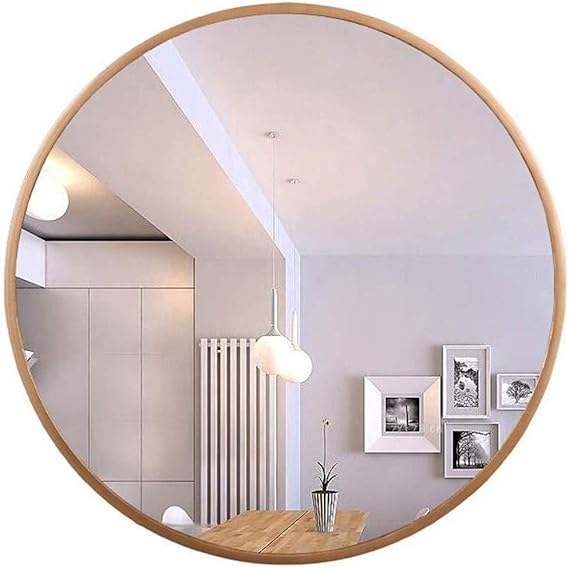 Makeup Mirror Titanium Gold Wooden Frame Round Wa37ll