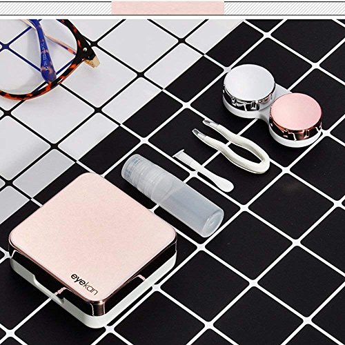 Qishi Mini Travel Simple Contact Lens Case Box Container Holder (Pink)