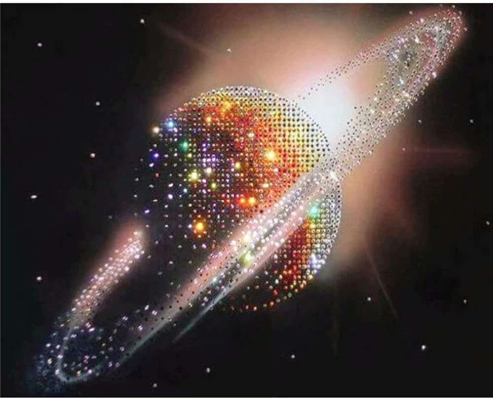 DIY Oil Painting, Paint by Number Kits - Colorful Galaxy Planet Landscape 16x20 Inch,Framed