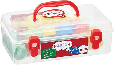 Plasticine The Original Toolz Tool Box with 7 Colors, 5 Cutters, Roller