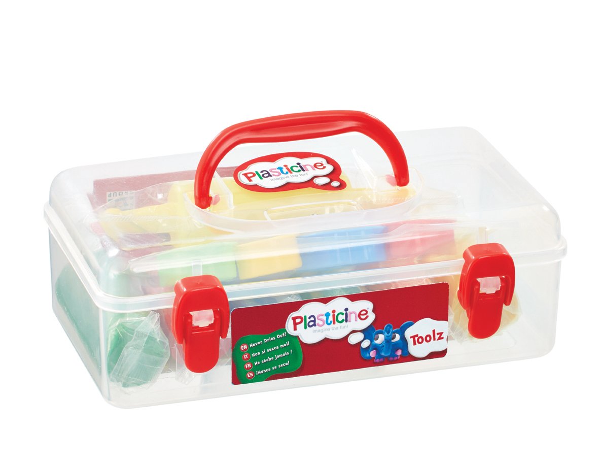Plasticine The Original, Toolz Tool Box - Organise, Store, and Create, Includes 7 Vibrant Colours, 5 Shape Cutters, Modelling Tool and Smooth Roller, Perfect for Sculpting, Modelling, and Crafting — image 1
