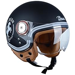 BEON Motorcycle Half Helmet with Visor, 3/4 Retro