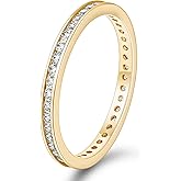 TIGRADE 2.5mm Women Anniversary Ring Cubic Zirconia Wedding Band CZ Stackable Ring Eternity Band Size 3-11