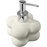 HERCHR White Ceramic Soap Dispenser, Bathroom Hand Soap Dispenser Cloud Design Hand Lotion Dispenser Refillable Pump Bottle for Kitchen Bathroom