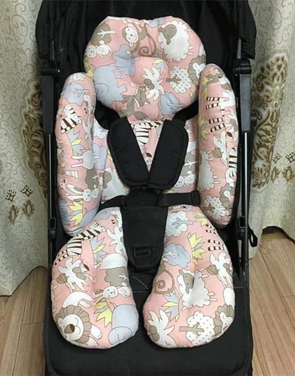 Baby Stroller Cushion Seat Liner Cotton Pushchair Seat Pads Universal Pram Insert Pad Warm Pushchair Seat Covers for Pram Buggy Baby Carriage Washable Winter Thick Infant Pushcar Seat Mat (Pink)