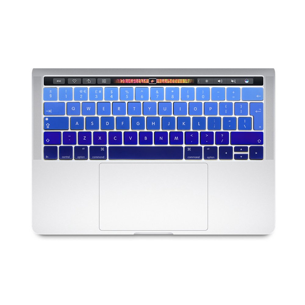Se7enline Compatible with Macbook Pro Touch Bar Keyboard Cover for MacBook Pro 13/15 inch With Retina Display (2016/2017/2018/2019/2020) Model A1706/A1989/A2159/A1707/A1990 (UK Layout),Ombre Blue