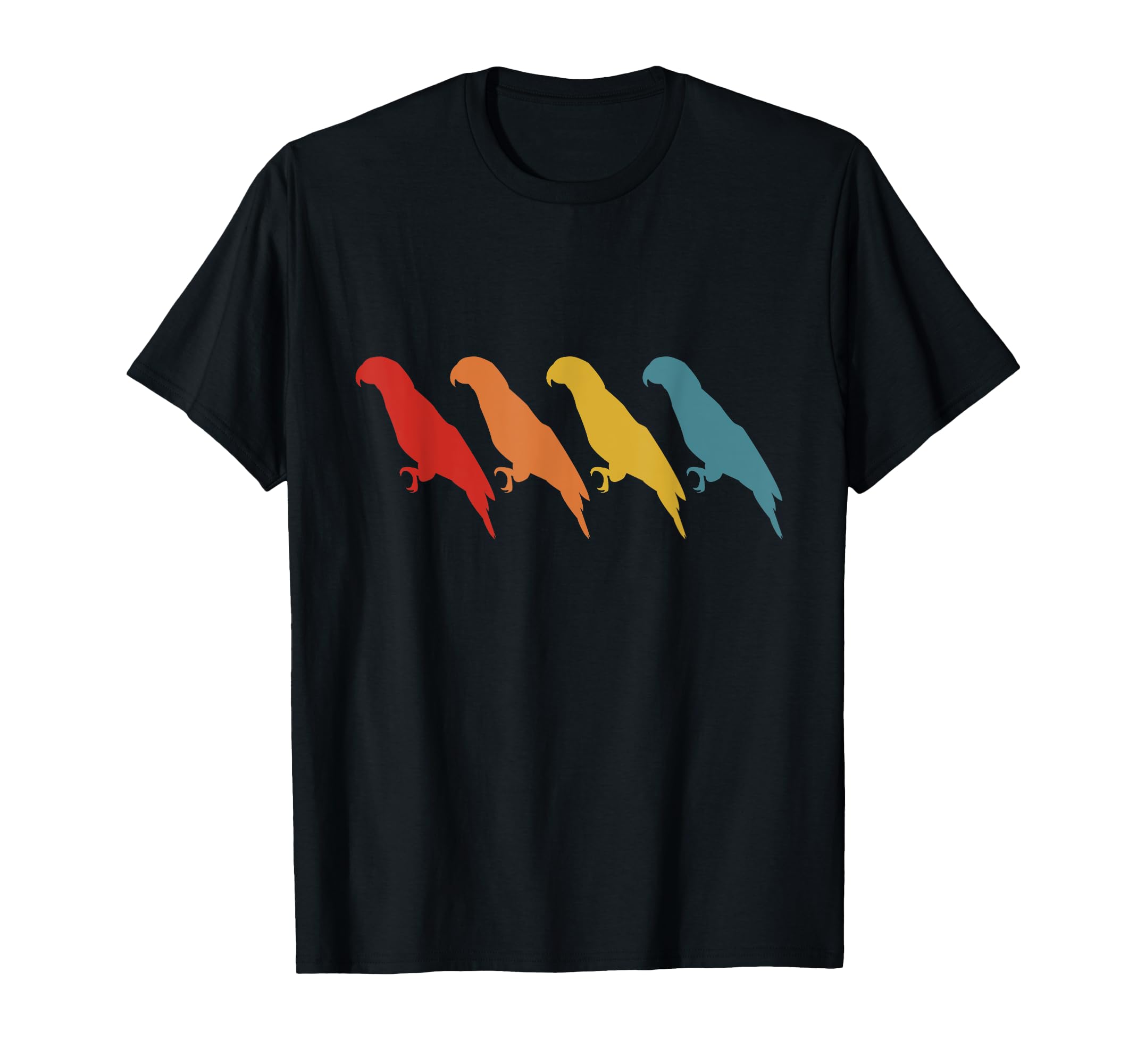 Retro Parrot Silhouettes Vintage Colorful Parakeet Budgie T-Shirt