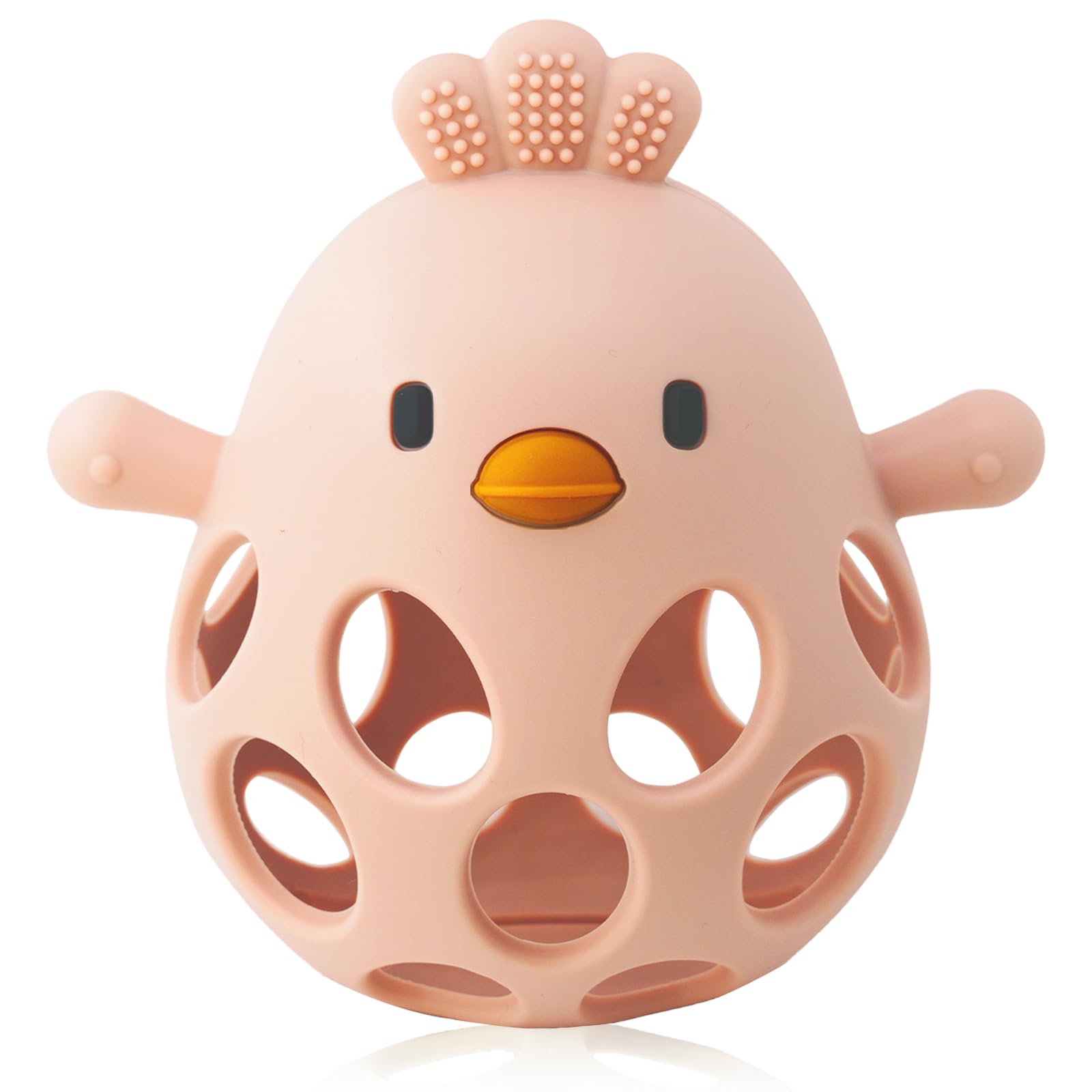 Photo 1 of Baby Teething Toy, Easy-to-Grasp Sensory Teether for Infants 3–12 Months, 100% Food-Grade Silicone, Teething Relief & Developmental, BPA Free (Pink)