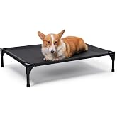 Garnpet Elevated Dog Bed for Medium Dogs, Raised Dog Cot, Heavy Duty Pet Cots with Durable Supportive Teslin Recyclable Washable Mesh, Indoor &amp; Outdoor, Dark Grey, 32" L x 25" W x 7" Th