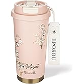EPOSOU Travel Coffee Mug,leak proof travel mug tumbler with Flip Lid,Reusable Insulated Stainless Steel Cold&hot Brew,16oz,Gifts for Women Men Him Her,for Travel, Hydration, Sports(Pink)