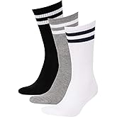 Calmera Unisex Cotton Sports Crew Socks with Stripes Classic Collegiate Style (Pack of 3) (Multicolor)