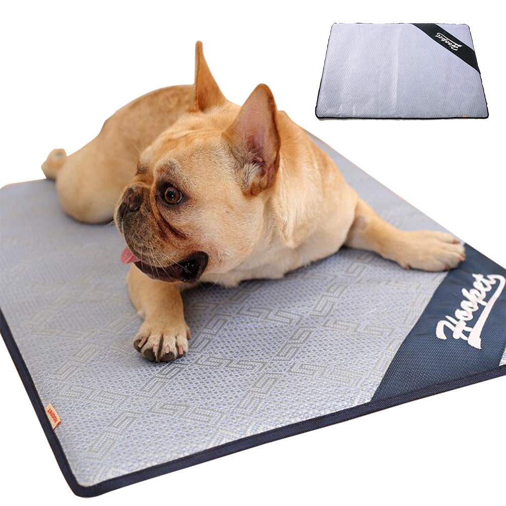 Naivedream Summer Pet Sleeping Mat, Dog Cool Pad Cover for Puppy Kennel Sofa Floor, Non Sticking Hair & Anti-Slip Bottom & Bite Scratching Resistant,Delicate Brim Durable, Soft Touch Ice Vine