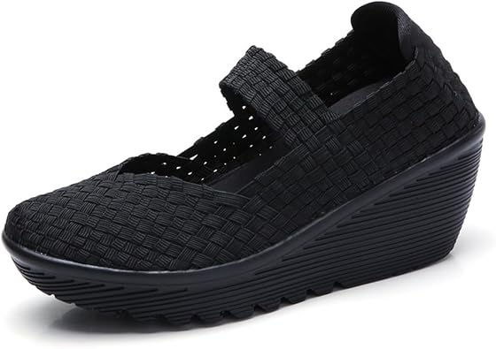 Hkr Womens Wedge Platform Sandals Woven Mary Jane Pumps