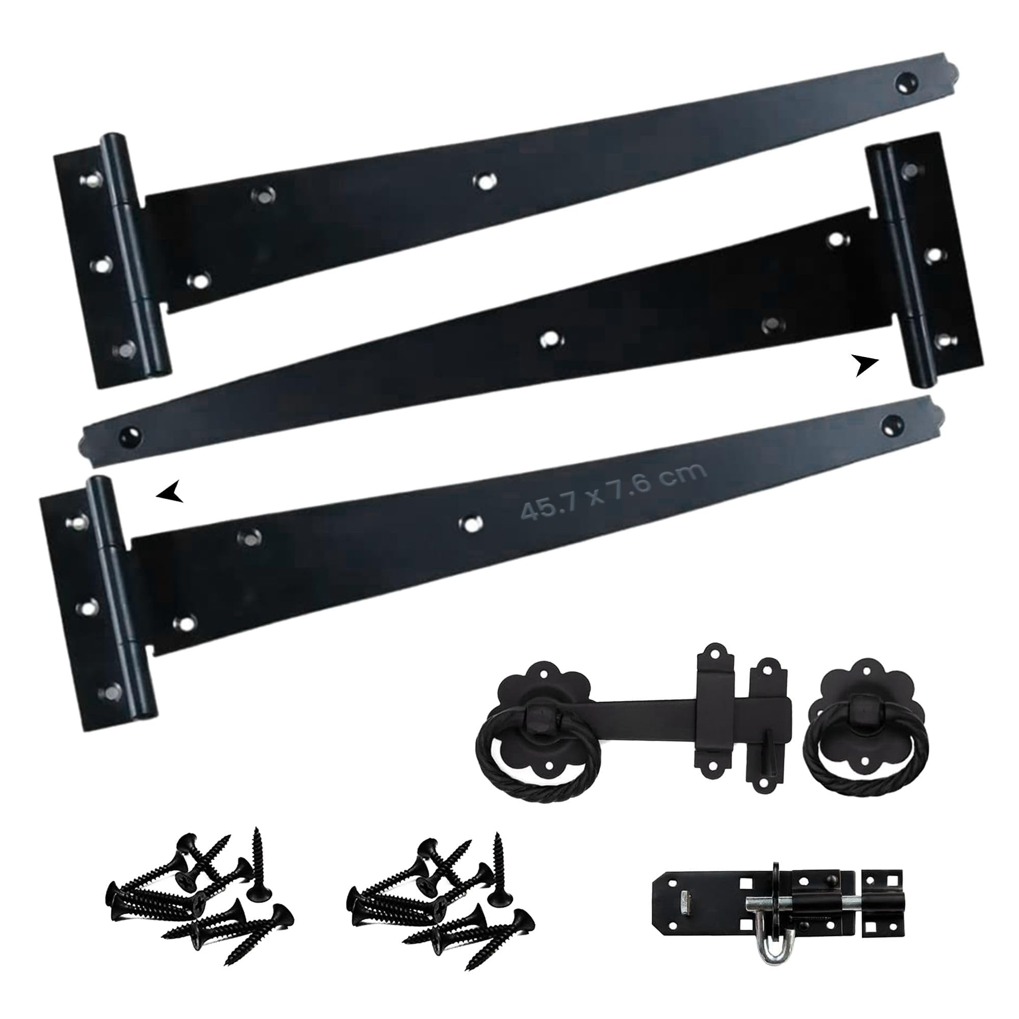 Wyre Direct Modern Black Steel Garden Gate Hinges & Latch - Heavy Duty, Black Finish, Door Mount, 1 Count