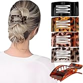 Flat Hair Clips for Women Girls, 5Pcs French Large Flat Claw Clips for Thick Hair, Strong Hold Grip No Slip Tortoise & Glossy Black