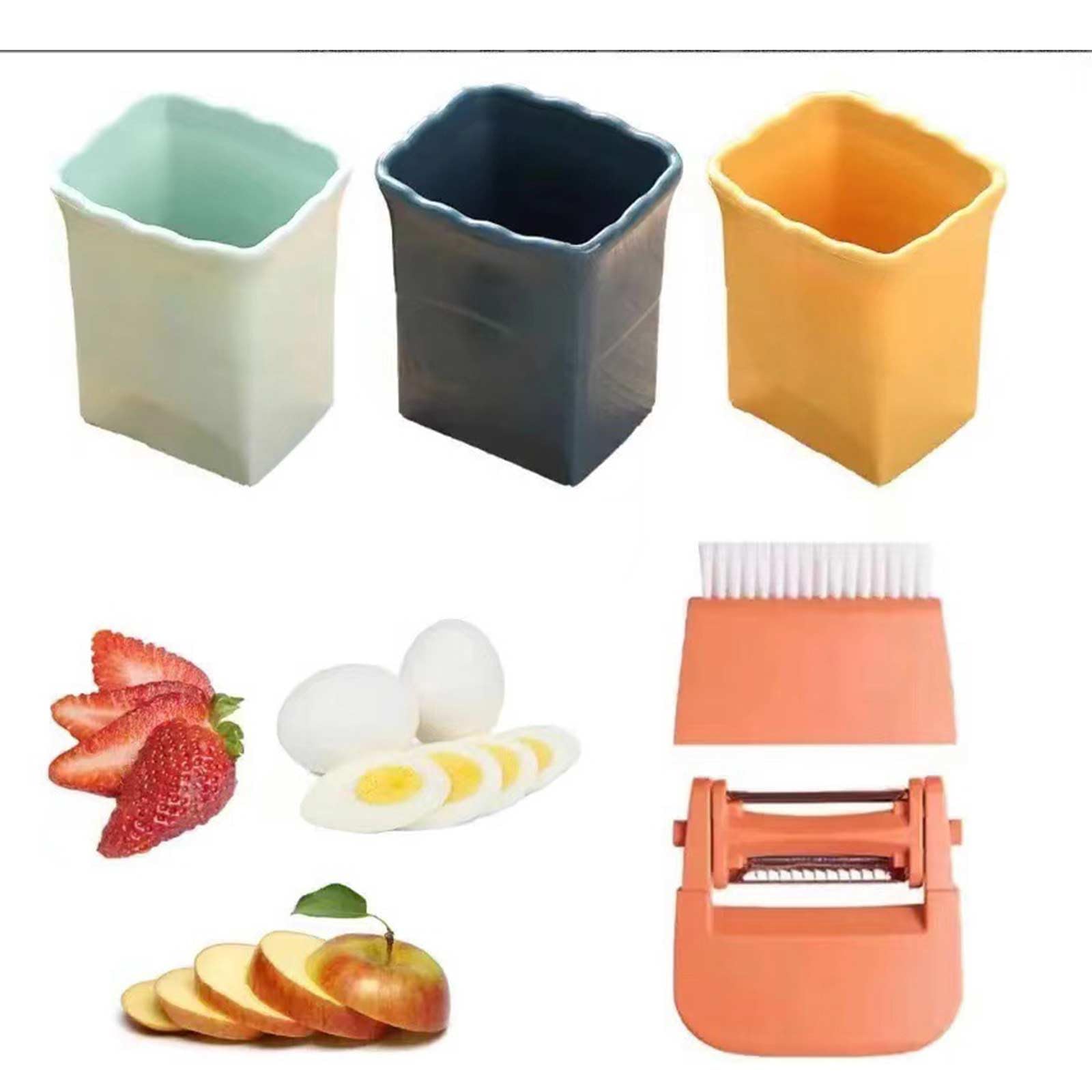 2pcs Stainless Steel Fruit and Vegetable Cup Slicer - Handheld Egg Strawberry Banana Cutter for Making Quick Salads