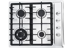 GRFCEVUE 4 Burner Gas Cooktop, 23Inch Built-in Stainless steel Gas Stovetop Natural Gas Hob with Conversion Kit Thermocouple Protection, 3KW Fuel Cooking Cooktop for Apartments Indoor Restaurants Motels