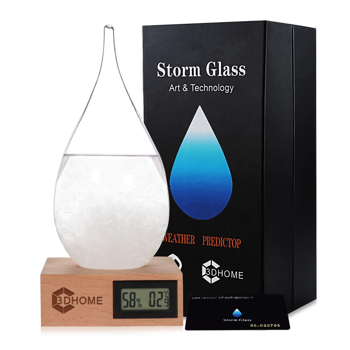Storm Glass Water Drop Shaped Crystal Ball, Christmas Decoration Storm Glass Weather Forecaster Weather Station, Fashion Creative Office Desktop and Home Decor (XX-Large)
