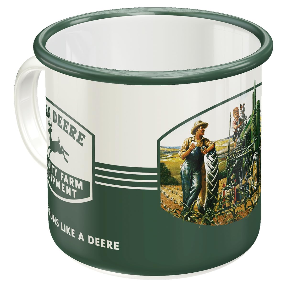 Nostalgic-Art Retro Enamel Mug 360ml John Deere - Quality Farm Equipment - Gift Idea for Tractor Fans Camping Mug Vintage Design
