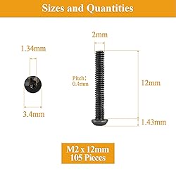 105 Pieces M2 x 12mm Button Head Socket Cap