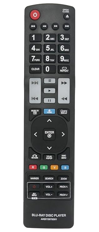 allimity AKB72975301 Ersetzte Fernbedienung für LG DVD Blu-Ray Player BD350 BD350V BD570 BD560