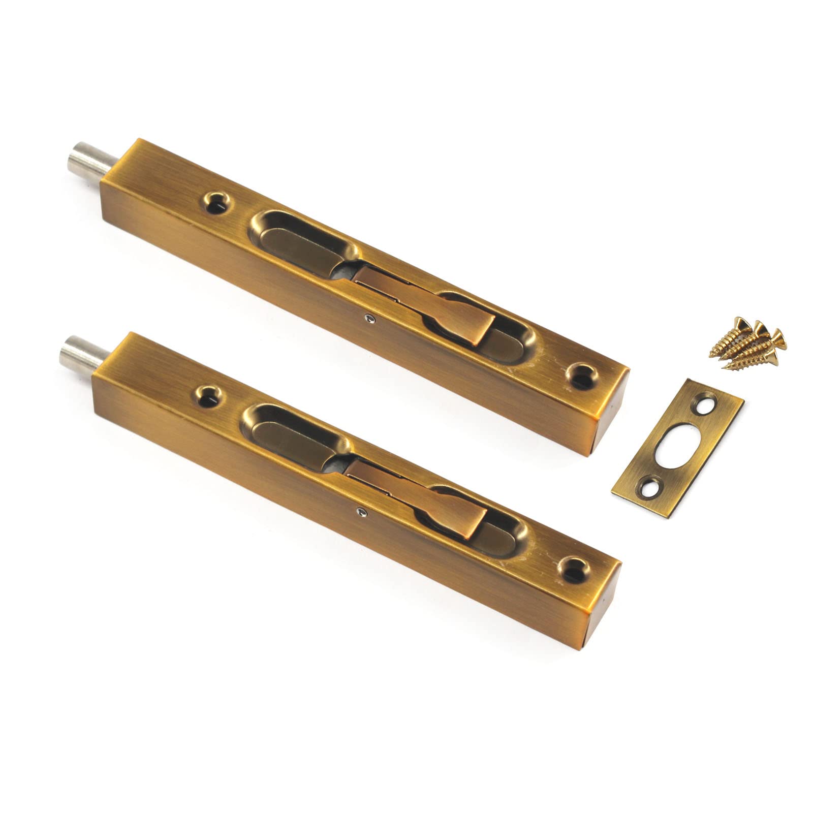 6 Inch Stainless Steel Slide Door Latch Bolt Golden Bronze Flush Bolt with Screws for Bedroom,Cupboard