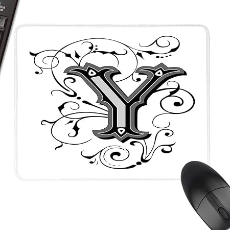 Amazon Co Jp Yの文字 滑り止め マウスマット カリグラフィー風 中世の大文字アルファベット シンボル ヨーロッパデザイン 天然ゴム ゲーム用マウスマット ブラック グレー ホワイト 35 4 X15 7 90cm 40cm パソコン 周辺機器