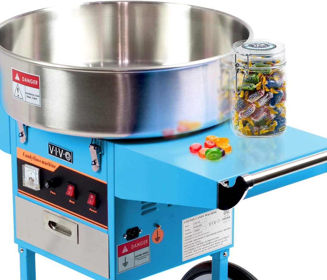 Candy Kit 2b Vivo Blue Electric Commercial Cotton Candy Machine Candy Floss Maker Mobile Cart With Bubble Shield Cotton Candy Makers Specialty Appliances Amaltheiayada Gr