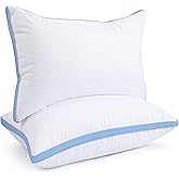 viewstar Pillows Queen Size Set of 2, Hotel Quality Cooling Down Alternative Gusseted Bed Pillows for Side, Back, or Stomach Sleepers, Light Blue
