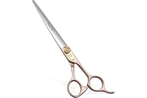 Fenice Peak 8'' Dog Straight Scissors for Grooming 440C Stainless Steel Rose Gold Professional Pet Trimming Scissors Sharp Blades Cutting for Dogs and Cats Shears