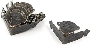Antrader 16 Pieces Antique Box Corner Guard Right Angle Furniture Corner Protector with 96 Pieces Screws, Bronze Tone, 2.3" x 2.3" x 1"