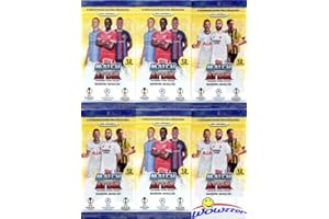 2022/23 Topps Match Attax Champions League UEFA Soccer Collection of (6) Factory Sealed Foil Packs with 72 Cards! Look for Top Stars including Messi, Haaland, Ronaldo, Pulisic, Mbappe & More! WOWZZER!