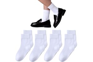 Girls Seamless Socks Crew Dress Socks Kids White School Cotton Soft Socks