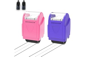 WAHXIAOSW Handwriting Lines Stamp Roller Self-Inking Line Rolling Stamps Handwriting Practice Tool for Teachers Kids Kindergarten (Pink+Purple)