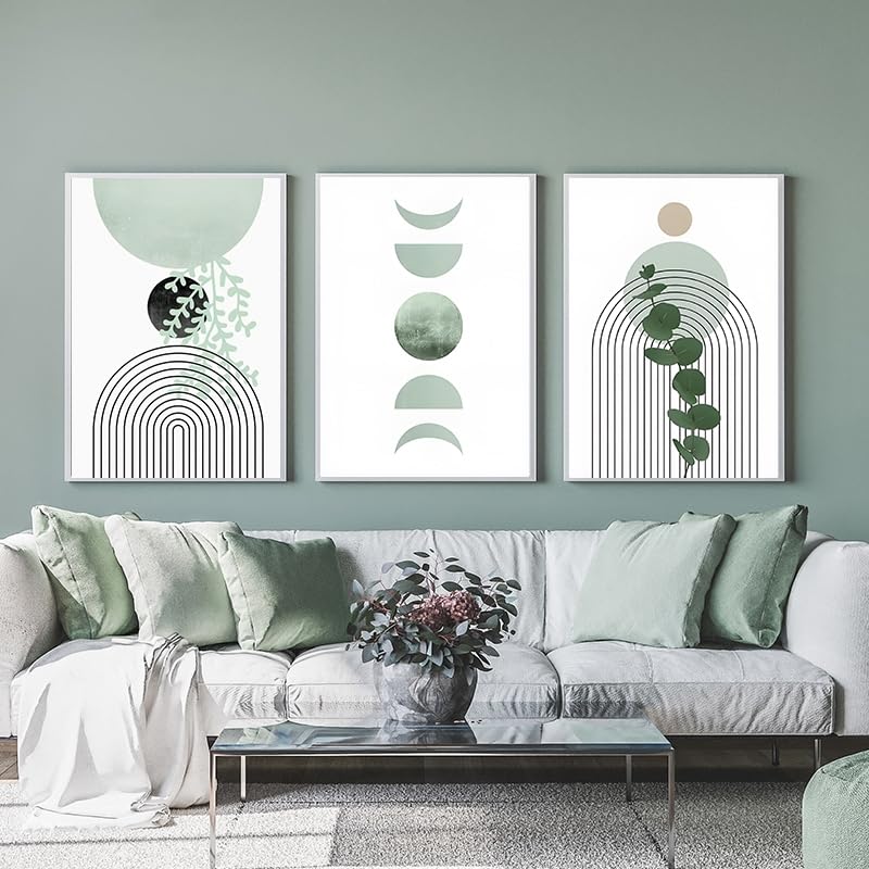 LPFNSF Modern Geometric Plant Decoration Poster, Artistic Abstract Decoration Painting, Printed Poster On The Background Wall Of The Bedroom, Living Room, Office, Frameless (A 9, 40x60cm*3)