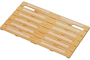 Lifewit Bamboo Bath Mat for Non Slip, 1 Pack 21x14.2 inches Foldable Wooden Shower Mat, Waterproof Bamboo Bathroom Mat for Sa