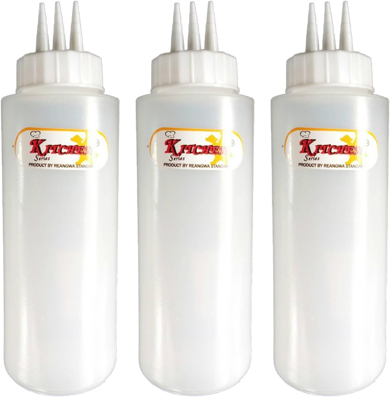 Home & Garden 3 Hole lid Clear Plastic Squeeze Bottle Condiment Sauce