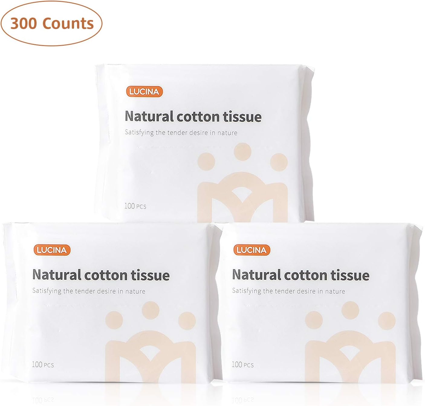 Lucina Baby Facial Cotton Tissue,300 Count Baby Dry Wipes Soft Dry Wipes Made of USA Natural Cotton for Sensitive Skin
