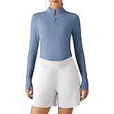 G4Free Lightbreeze Women's UPF 50+ Sun Shirts Long Sleeve Crop Workout Tops Thumbholes Mock Neck Quater Zip Tees Running