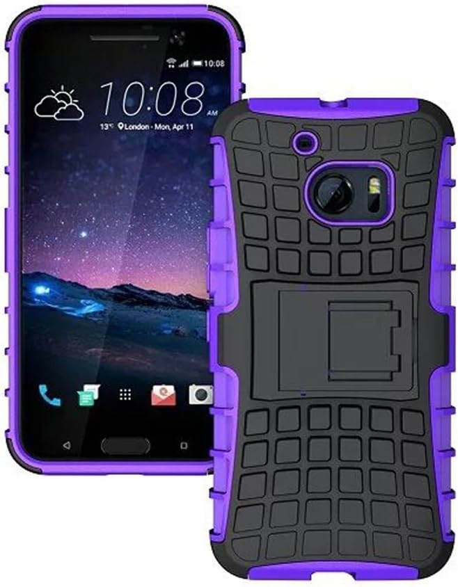 HTC One M10 Case - Litastore TPU + PC Heavy Duty Shockproof Rugged Impact Armor Hybrid Kickstand Protective Bag Cover Case for HTC One M10 - Purple
