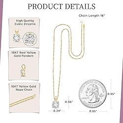 Jewelili 10K Yellow Gold 6.5mm Cubic Zirconia