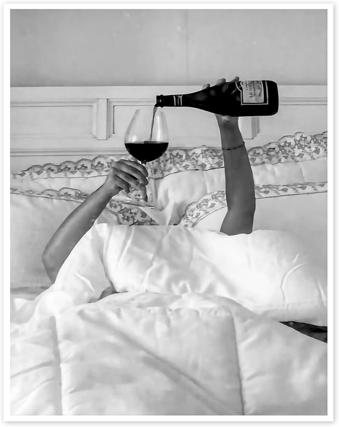 Wall Décor - Vintage Black and White Pictures Wall Art Aesthetic Poster Feminist Wine Print Trendy Funky Home Wall Decor for Living Bathroom Room Bar Cart 12x16in Unframed