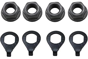 Meuey Lyot -Bicycle Hub 3/8 Inch Black Flange Shaft Nut Kits, with Front and Rear Bicycle Wheel Safety Washers -8psc