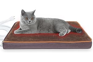 NAMOTEK Outdoor Heated Pet Bed for Cats Dog in Winter with Orthopedic Foam Base Auto Constant Temperature Electric Heating Pad & Waterproof Liner for Dog House Cabin Cot Doorway(19.7"Lx15.7"Wx1.7"Th)