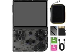 DREAMHAX RG35XX 2024 New Updated Version Retro Handheld Game Console, 3.5 Inch IPS Screen Built-in 5500 Games Linux System, Support Gamepad and HDMI TV Output (Transparent Black, with Portable Bag)
