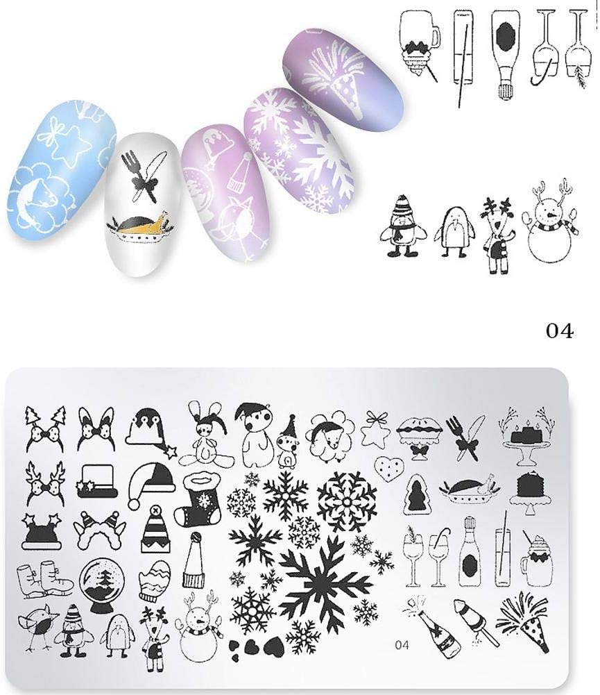 JuanYa Nail Art Stencils Craft Image Christmas Stainless Steel Stamping Plates Template 4#