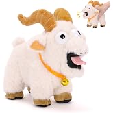 FunisFun Goat Plush with Funny Screams Sound for Adults Friends Gag Gift | Goat Stuffed Animal with Bell, for Coworkers Desk Toy