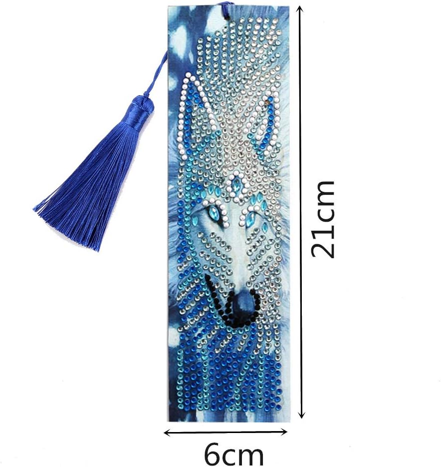 VETPW DIY Wolf Beaded Bookmark - 5D Diamond Craft Painting Kit With Special Shaped Diamond Tassel Leather Bookmark - Image 5
