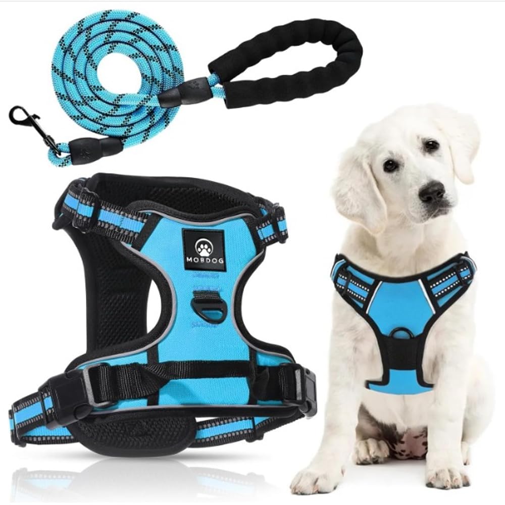 MobDog Dog Harness & Lead Set - No Pull Harness for Dogs with Reflective Vest & Comfortable Padding