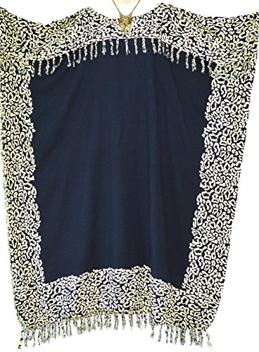 NIA Ladies Kaftan Beach Wear Clothes Womens Batik Long Tassels Fringe Ladies Womens Beach Loose Dress Cool (Black) NIA Ladies Kaftan Beach Wear Clothes Womens Batik Long Tassels Fringe Ladies Womens Beach Loose Dress Cool (Black)